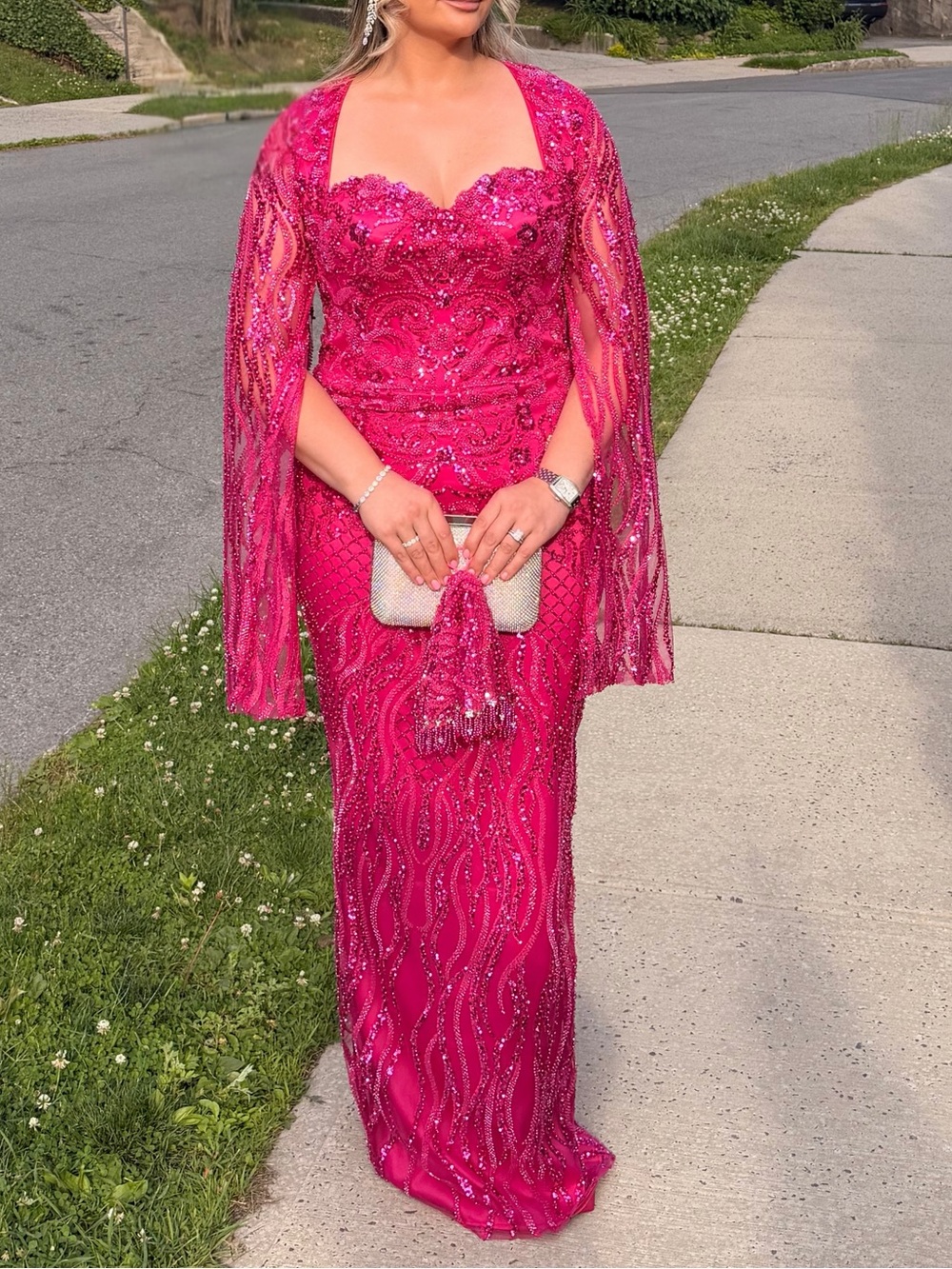 Elegant Pink Beaded Dress
